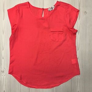 Lily White Coral Boxy Blouse with Short Sleeves
